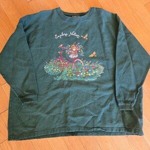 Vintage Tompkins Avenue Garden Waffle Thermal 3XL Green Made in USA Gardencore